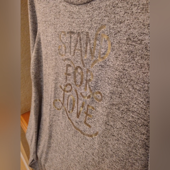 OLD NAVY Women's Heather Gray  Long Sleeve "Stand For Love" Knit Shirt Med EUC - Picture 4 of 5